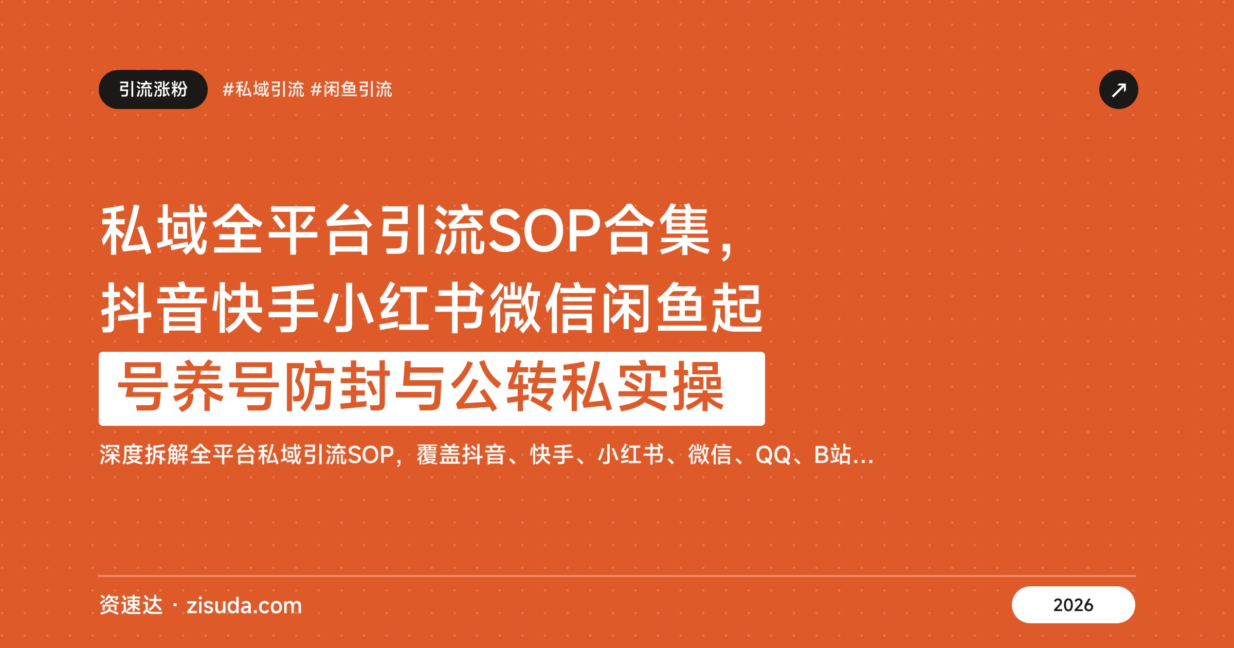 私域全平台引流SOP合集，抖音快手小红书微信闲鱼起号养号防封与公转私实操 - 缩略图