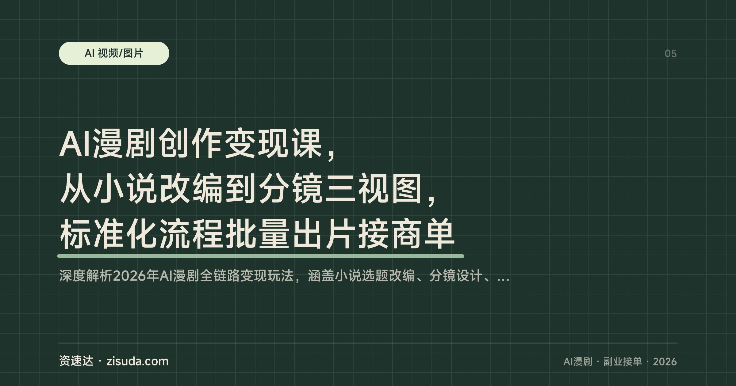 AI漫剧创作变现课，从小说改编到分镜三视图，标准化流程批量出片接商单 - 缩略图
