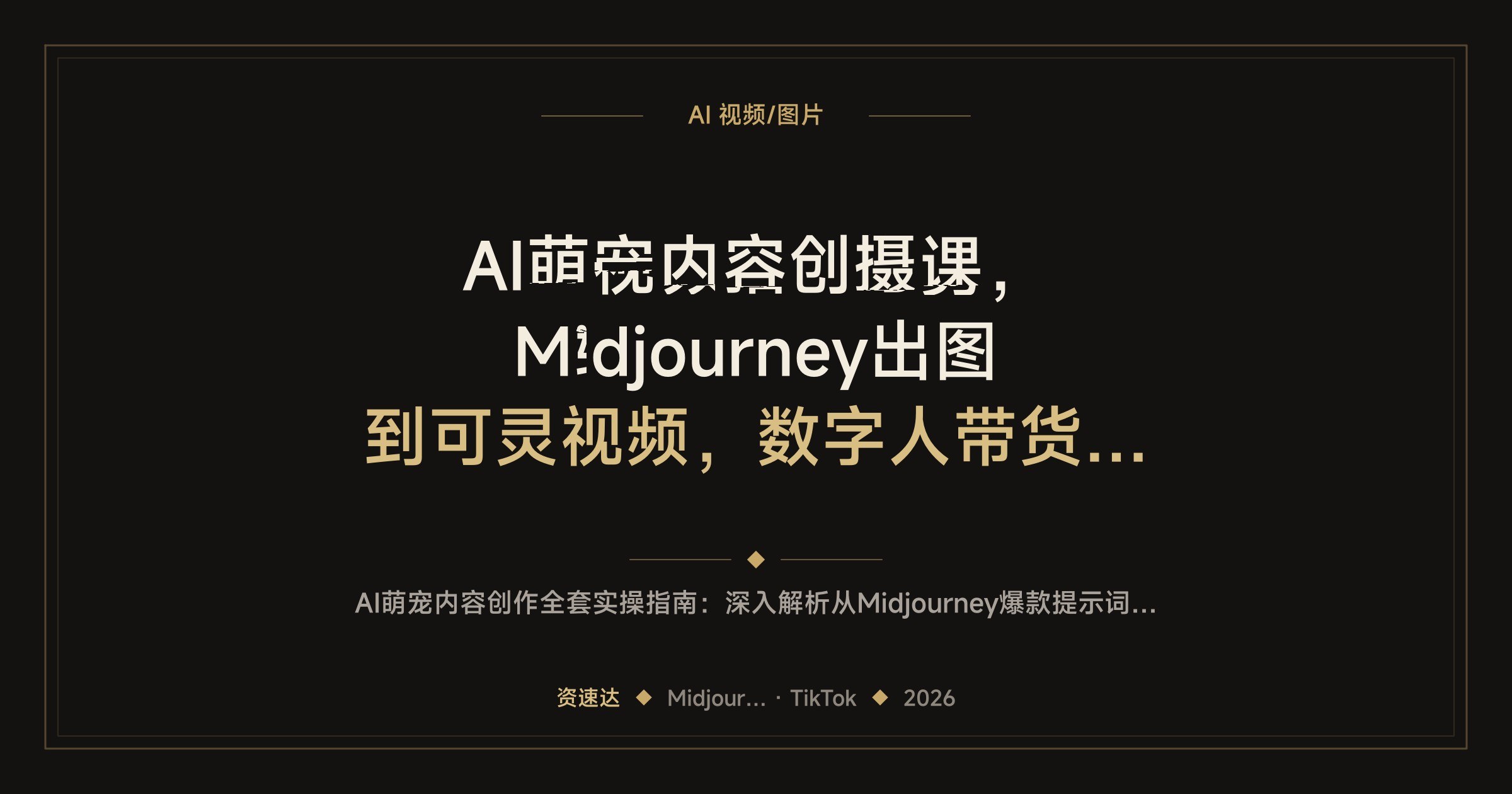 AI萌宠内容创作课，Midjourney出图到可灵视频，数字人带货玩法全流程 - 缩略图