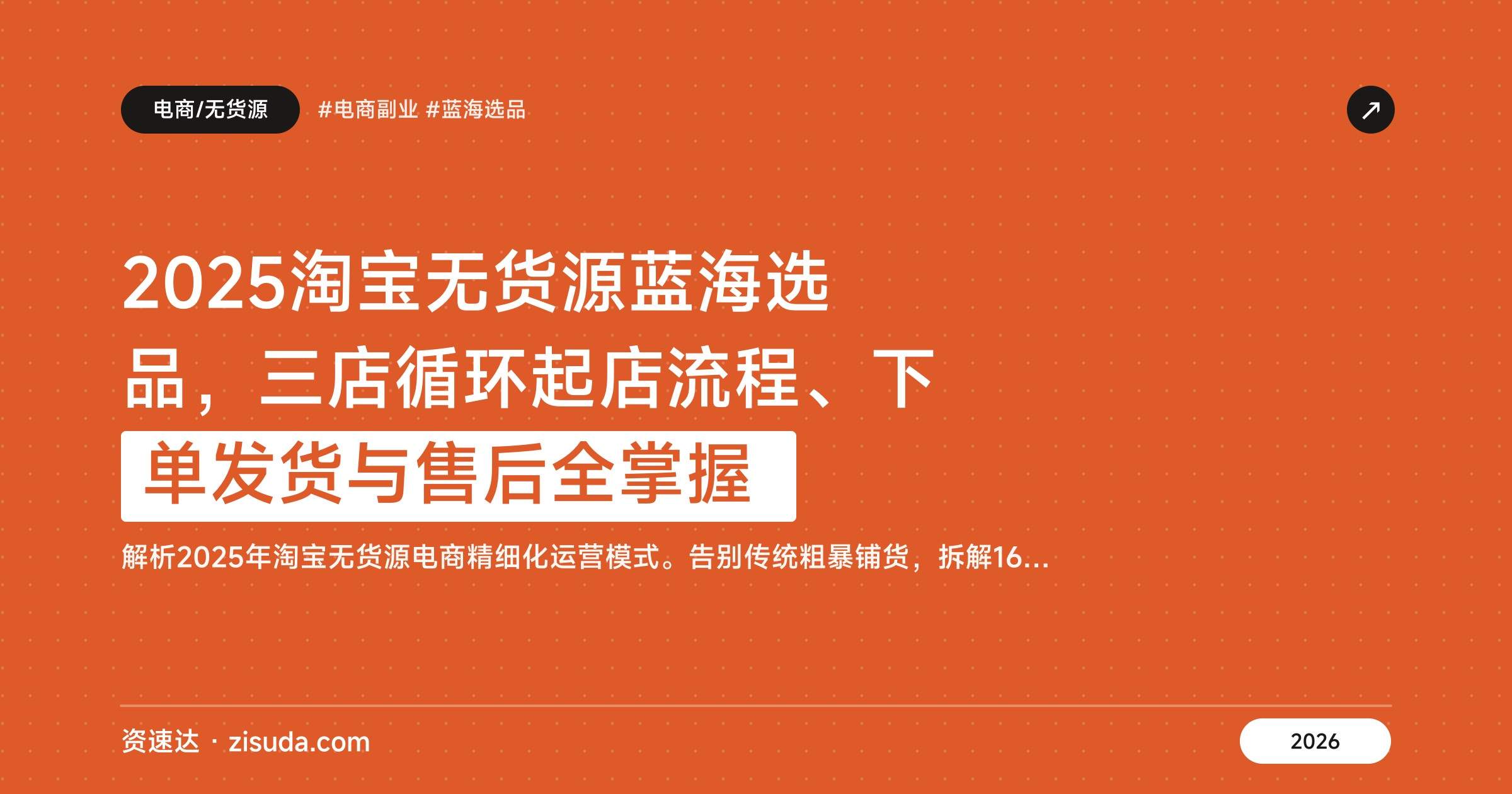 2025淘宝无货源蓝海选品，三店循环起店流程、下单发货与售后全掌握 - 缩略图
