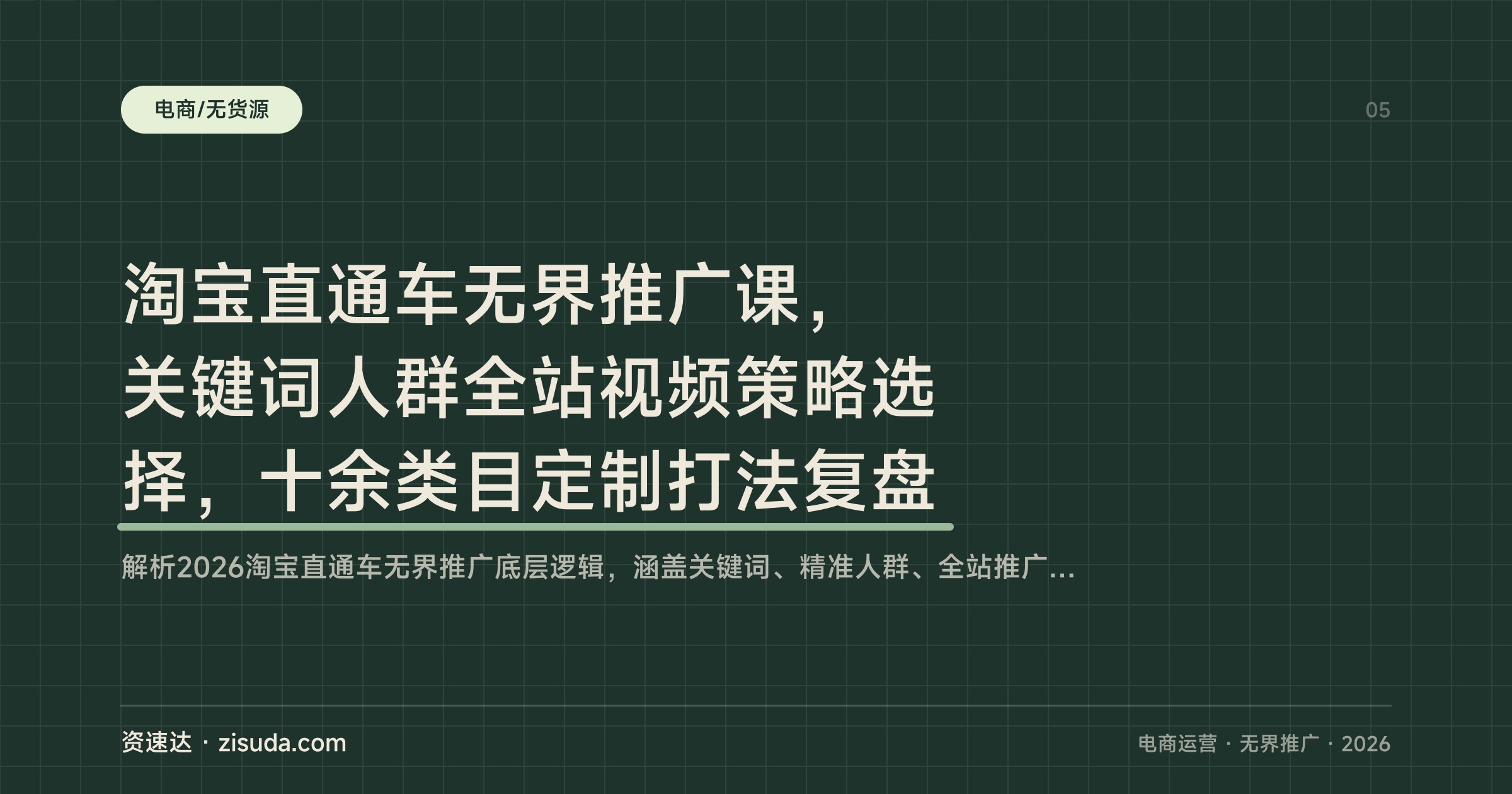 淘宝直通车无界推广课，关键词人群全站视频策略选择，十余类目定制打法复盘 - 缩略图
