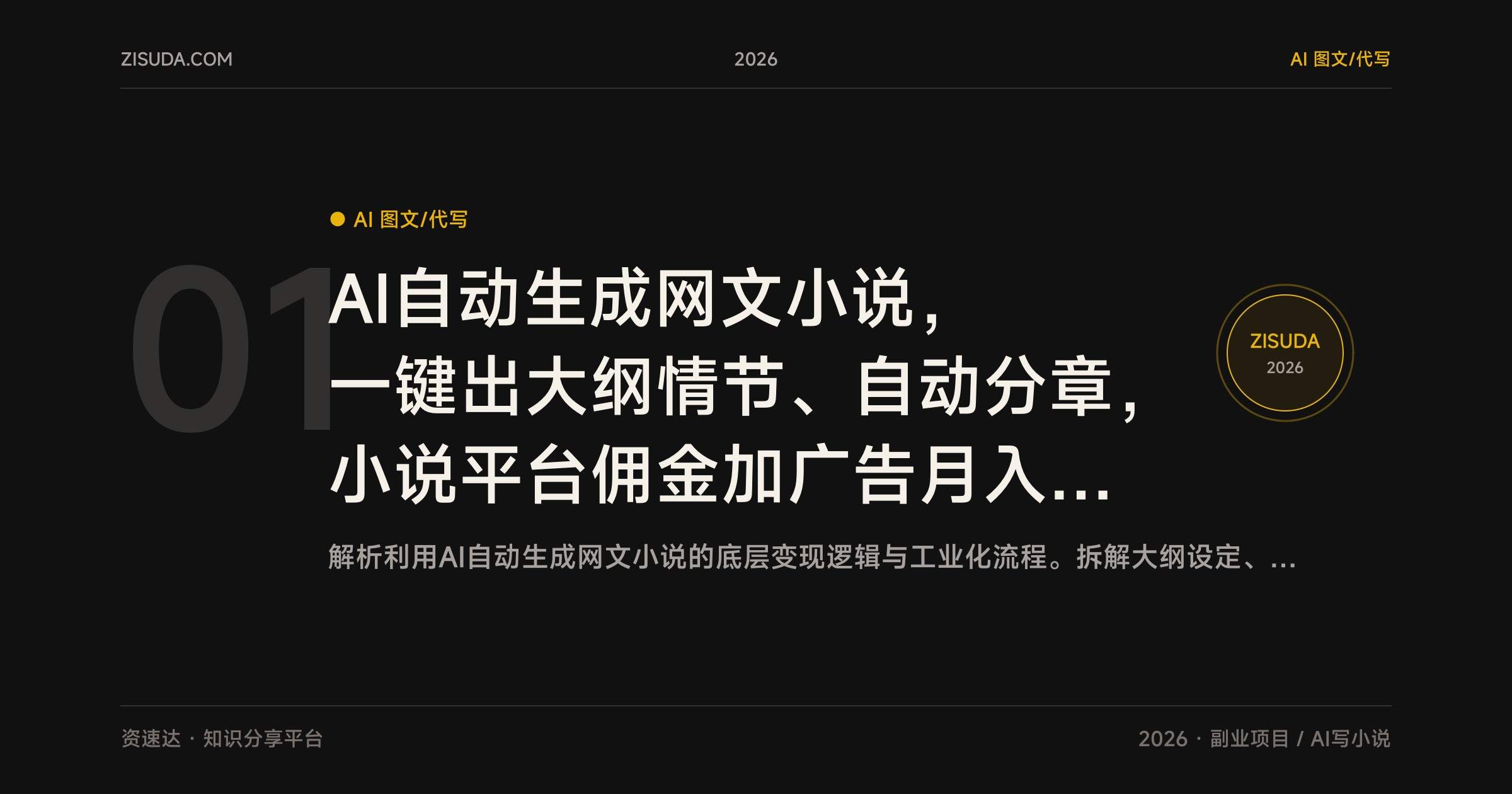 AI自动生成网文小说,一键出大纲情节、自动分章,小说平台佣金加广告月入2w+ - 缩略图