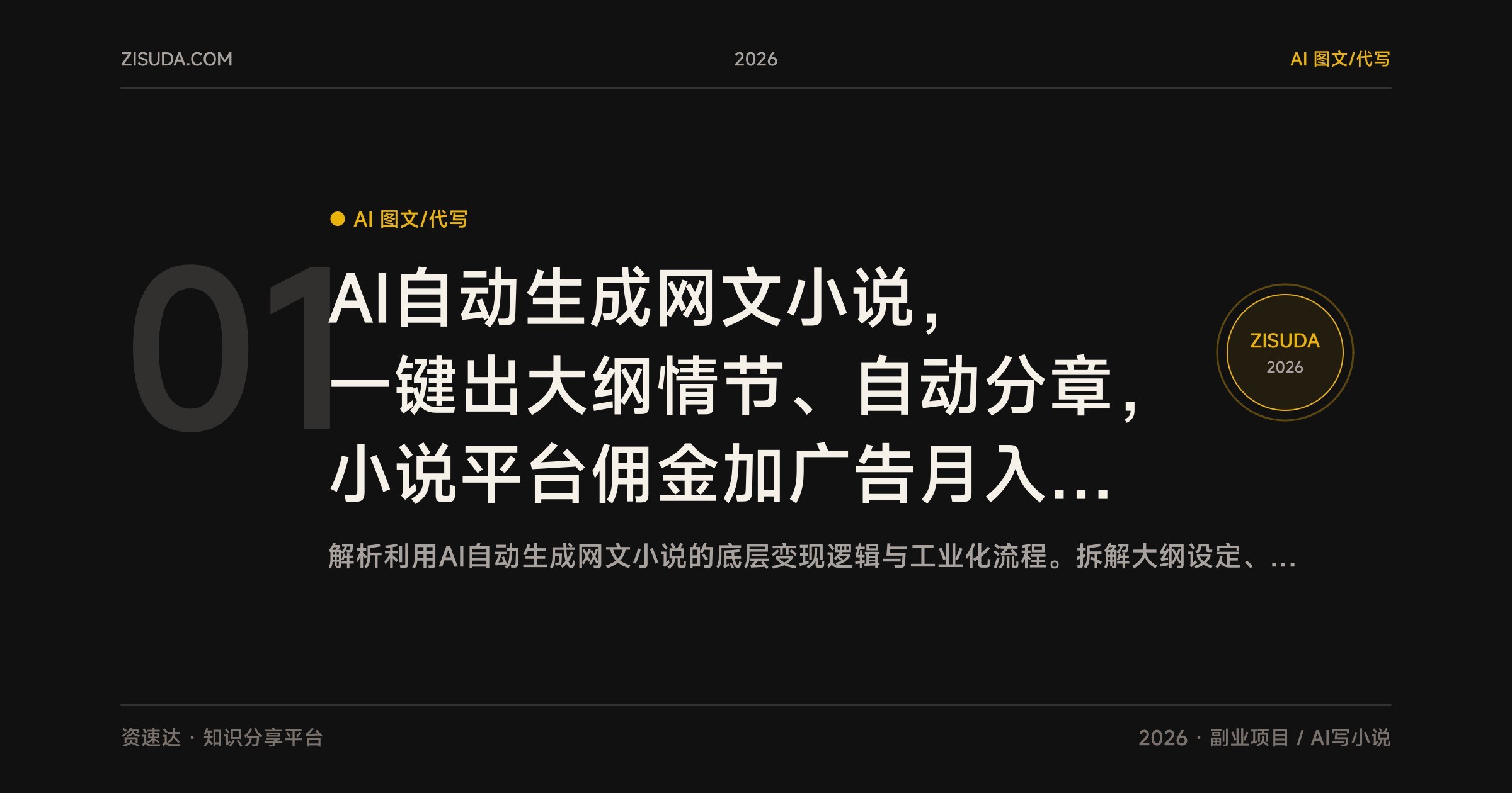 AI自动生成网文小说,一键出大纲情节、自动分章,小说平台佣金加广告月入2w+ - 缩略图