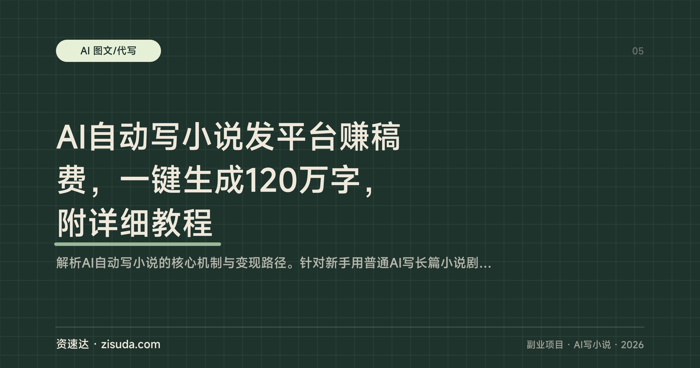 AI自动写小说发平台赚稿费，一键生成120万字，附详细教程 - 缩略图