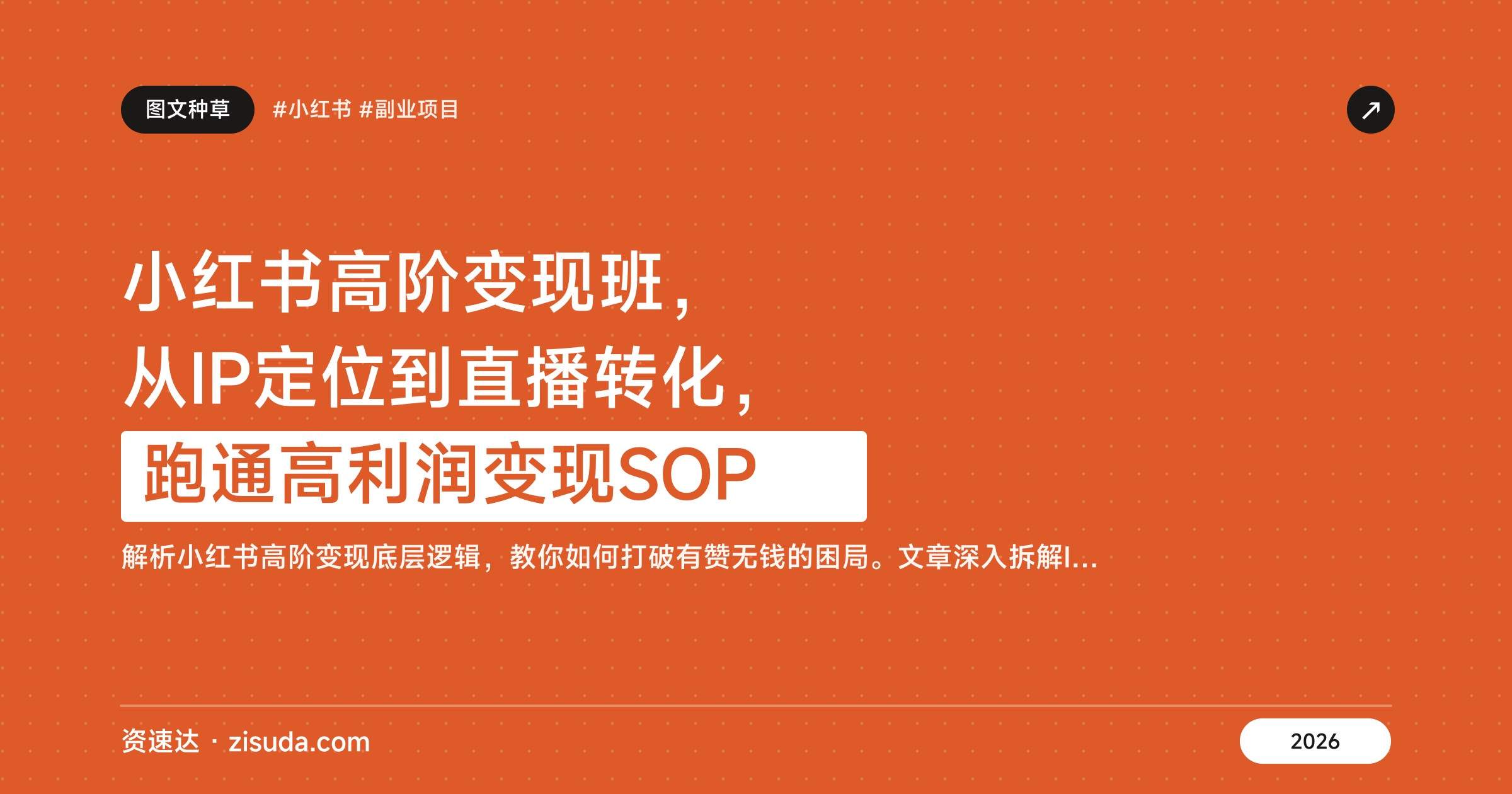 小红书高阶变现班,从IP定位到直播转化,跑通高利润变现SOP - 缩略图