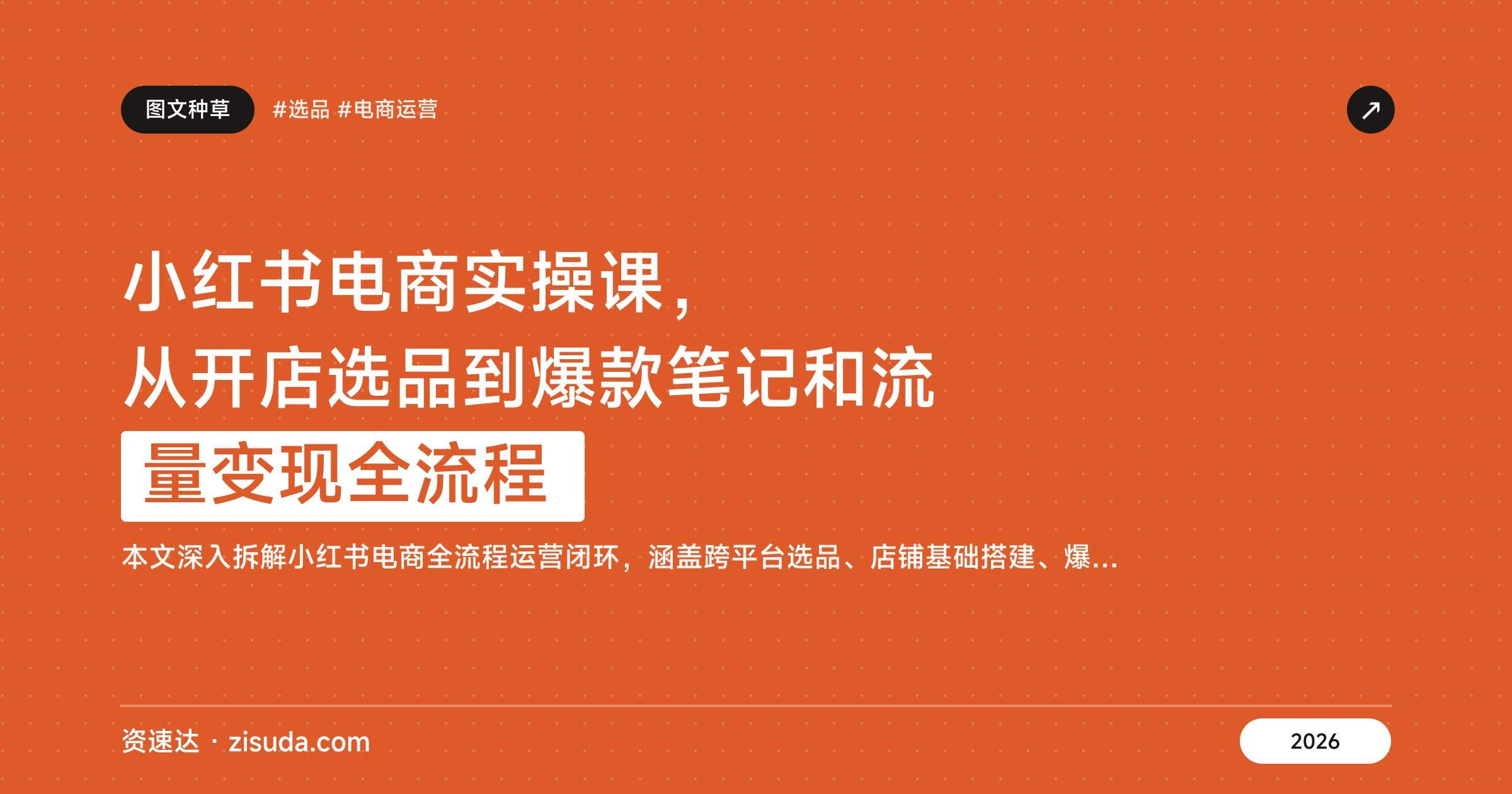 小红书电商实操课，从开店选品到爆款笔记和流量变现全流程 - 缩略图