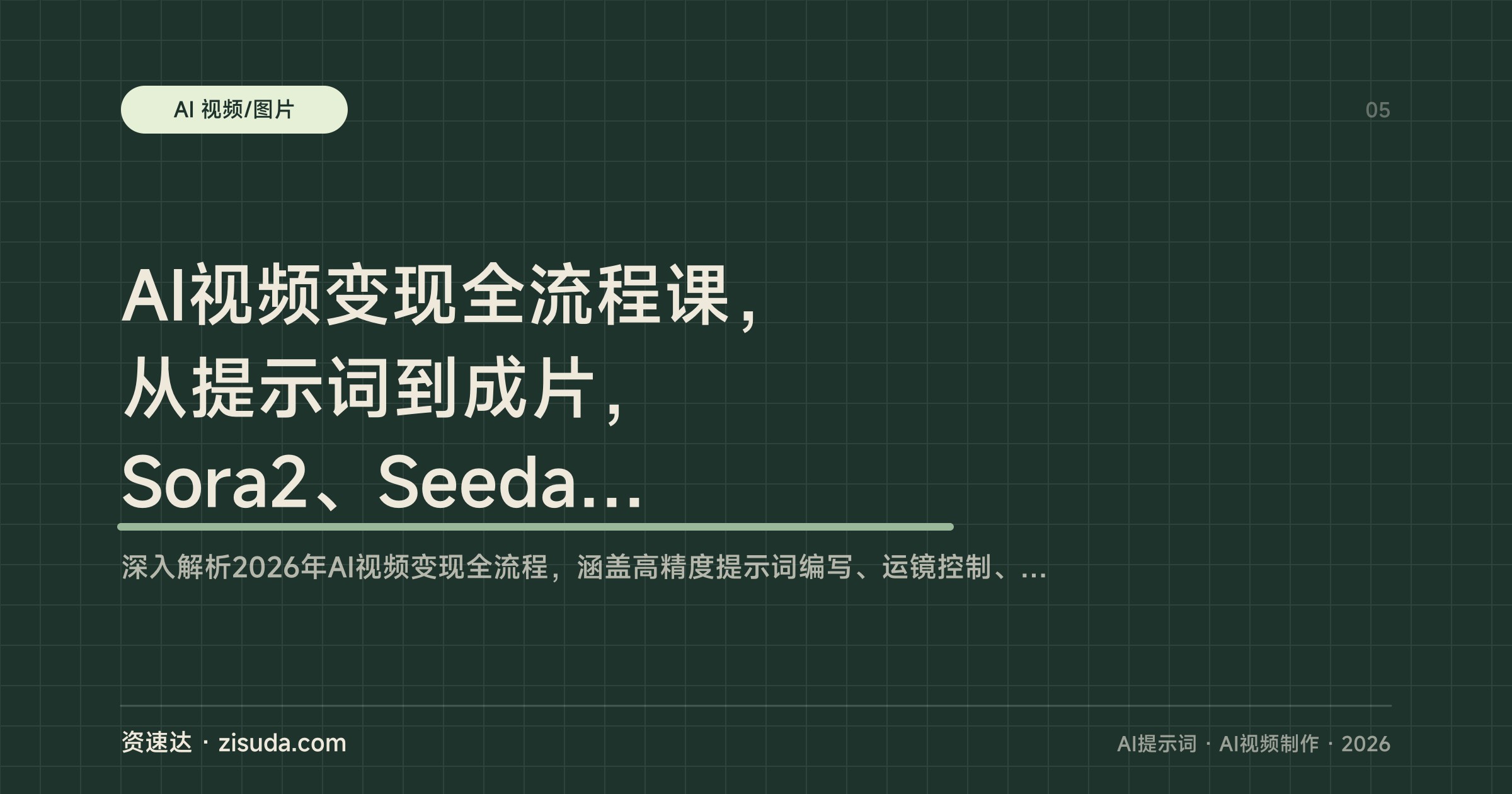 AI视频变现全流程课，从提示词到成片，Sora2、Seedance实操案例，覆盖广告片、自媒体与YouTube出海 - 缩略图