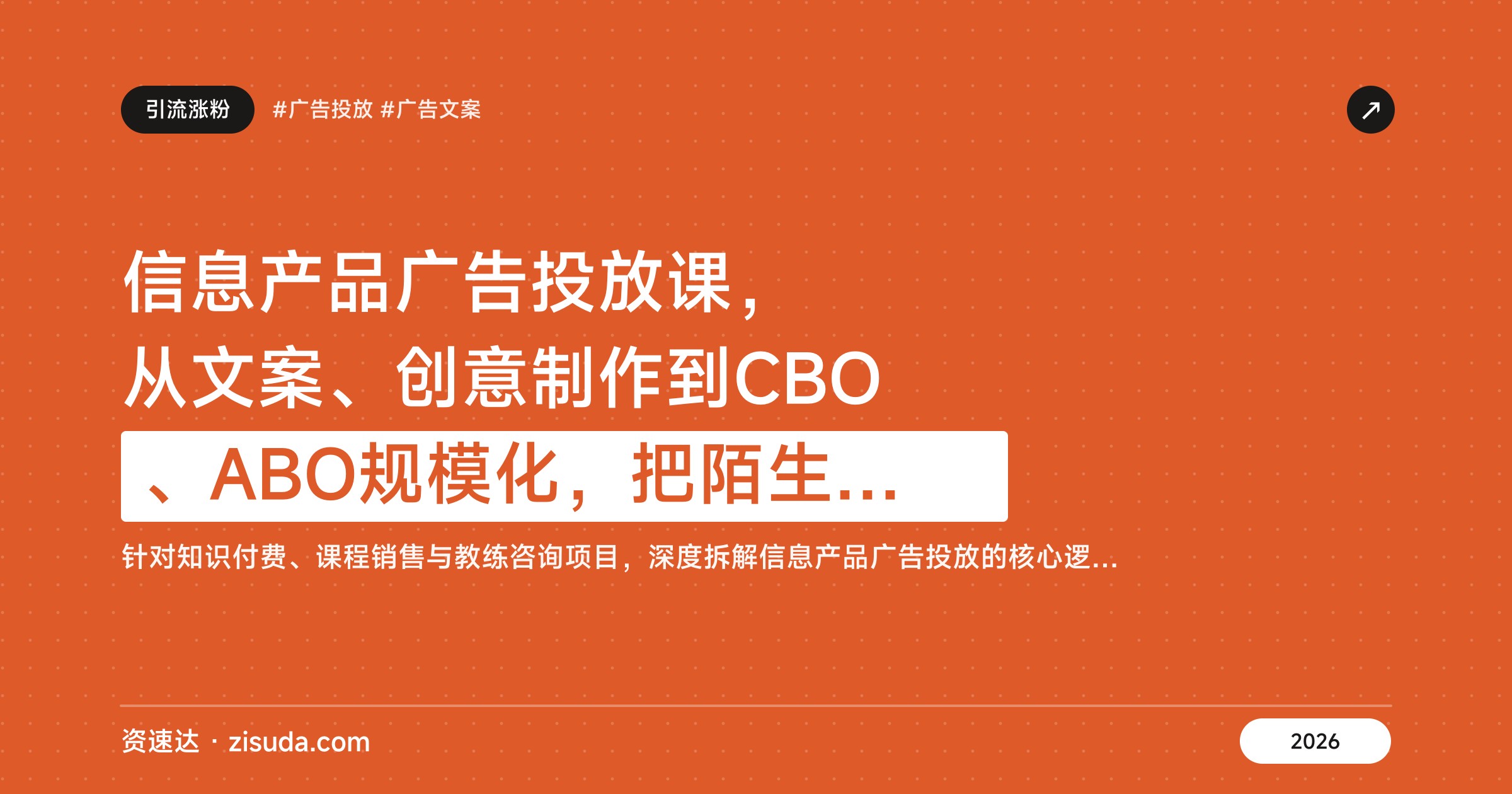 信息产品广告投放课，从文案、创意制作到CBO、ABO规模化，把陌生人一步步变成付费客户（中英双语字幕） - 缩略图