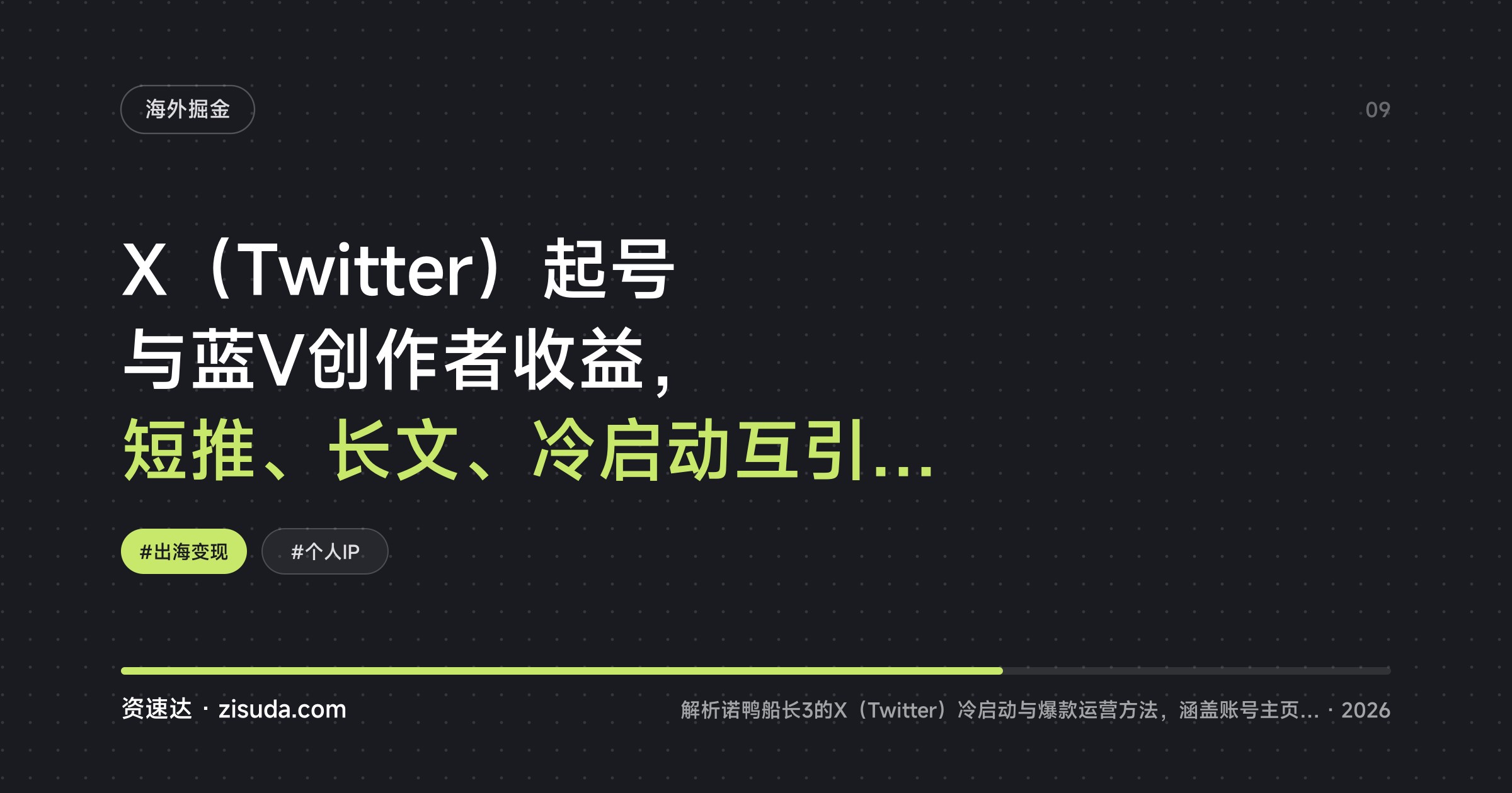 X（Twitter）起号与蓝V创作者收益，短推、长文、冷启动互引和账号定位全流程 - 缩略图
