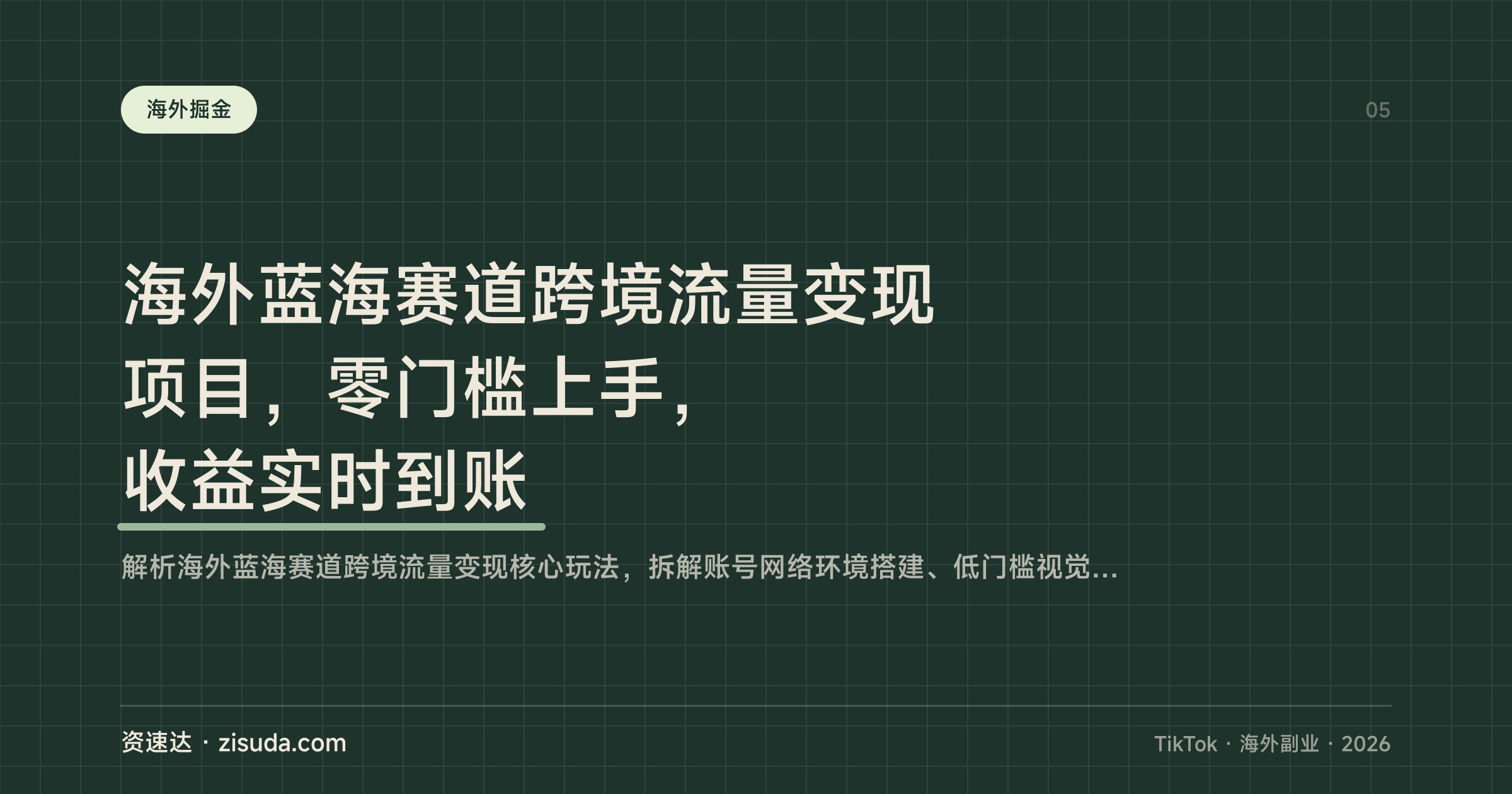 海外蓝海赛道跨境流量变现项目，零门槛上手，收益实时到账 - 缩略图