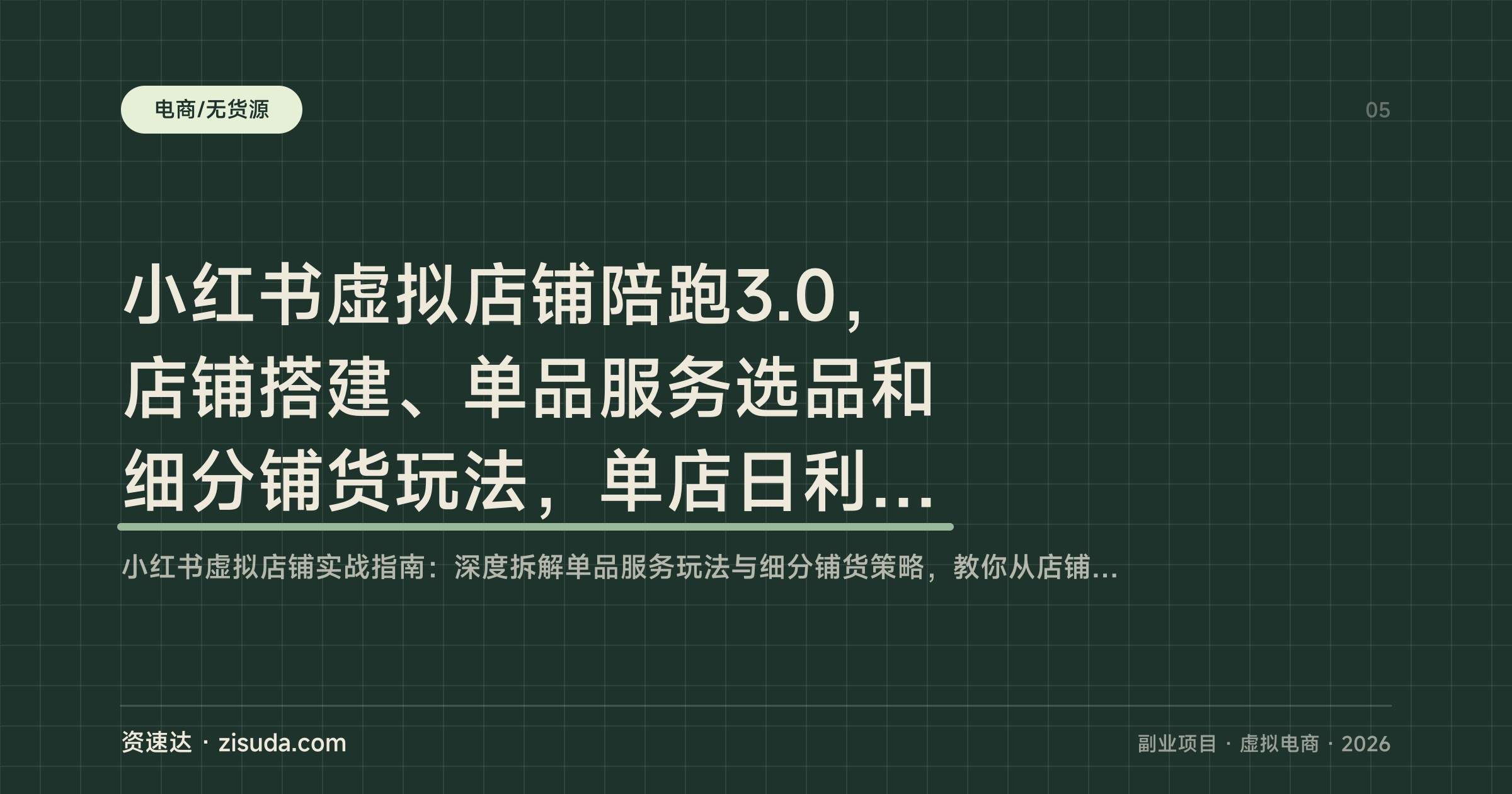 小红书虚拟店铺陪跑3.0，店铺搭建、单品服务选品和细分铺货玩法，单店日利润100+ - 缩略图