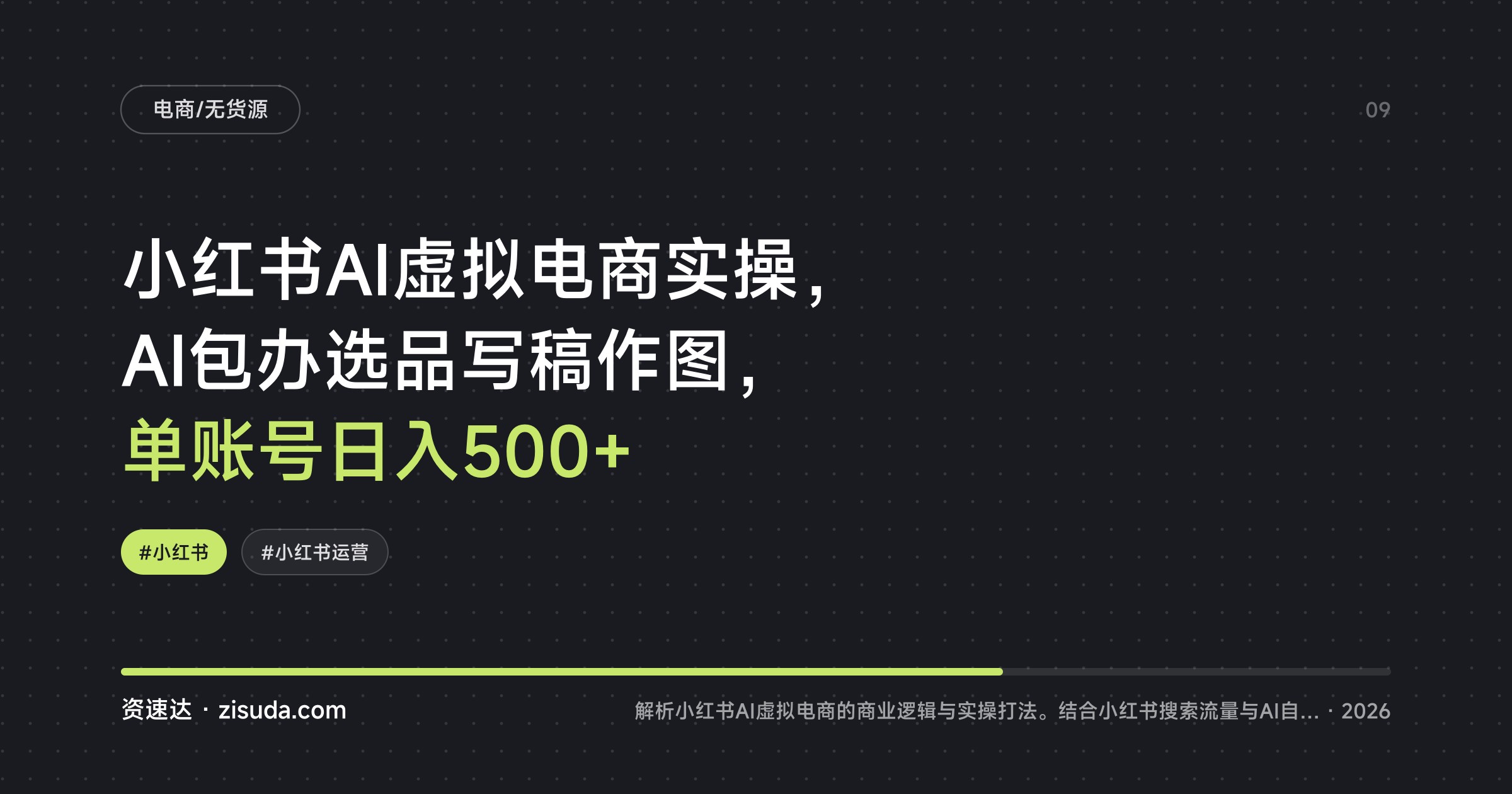 小红书AI虚拟电商实操，AI包办选品写稿作图，单账号日入500+ - 缩略图