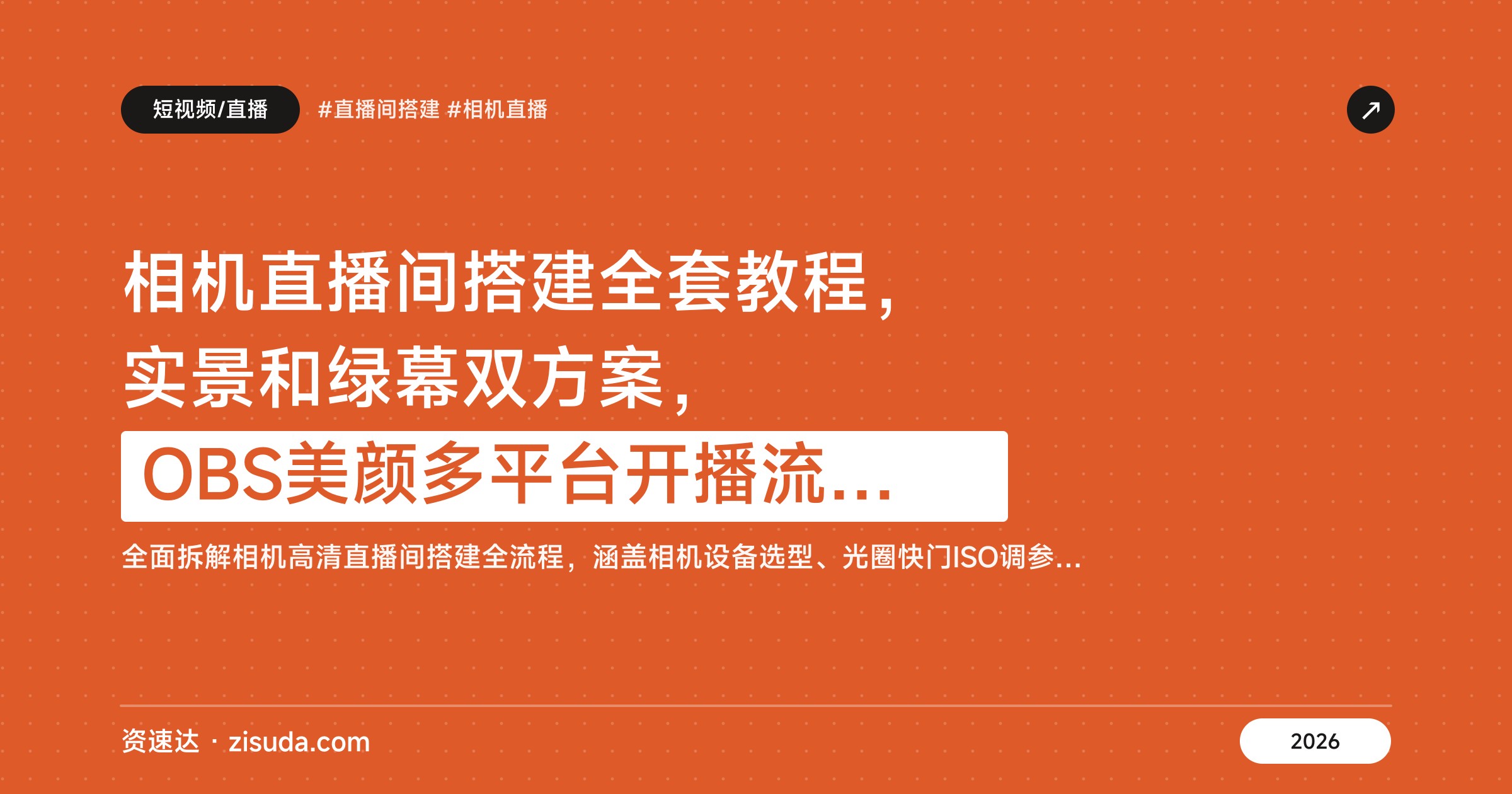 相机直播间搭建全套教程，实景和绿幕双方案，OBS美颜多平台开播流程全覆盖 - 缩略图