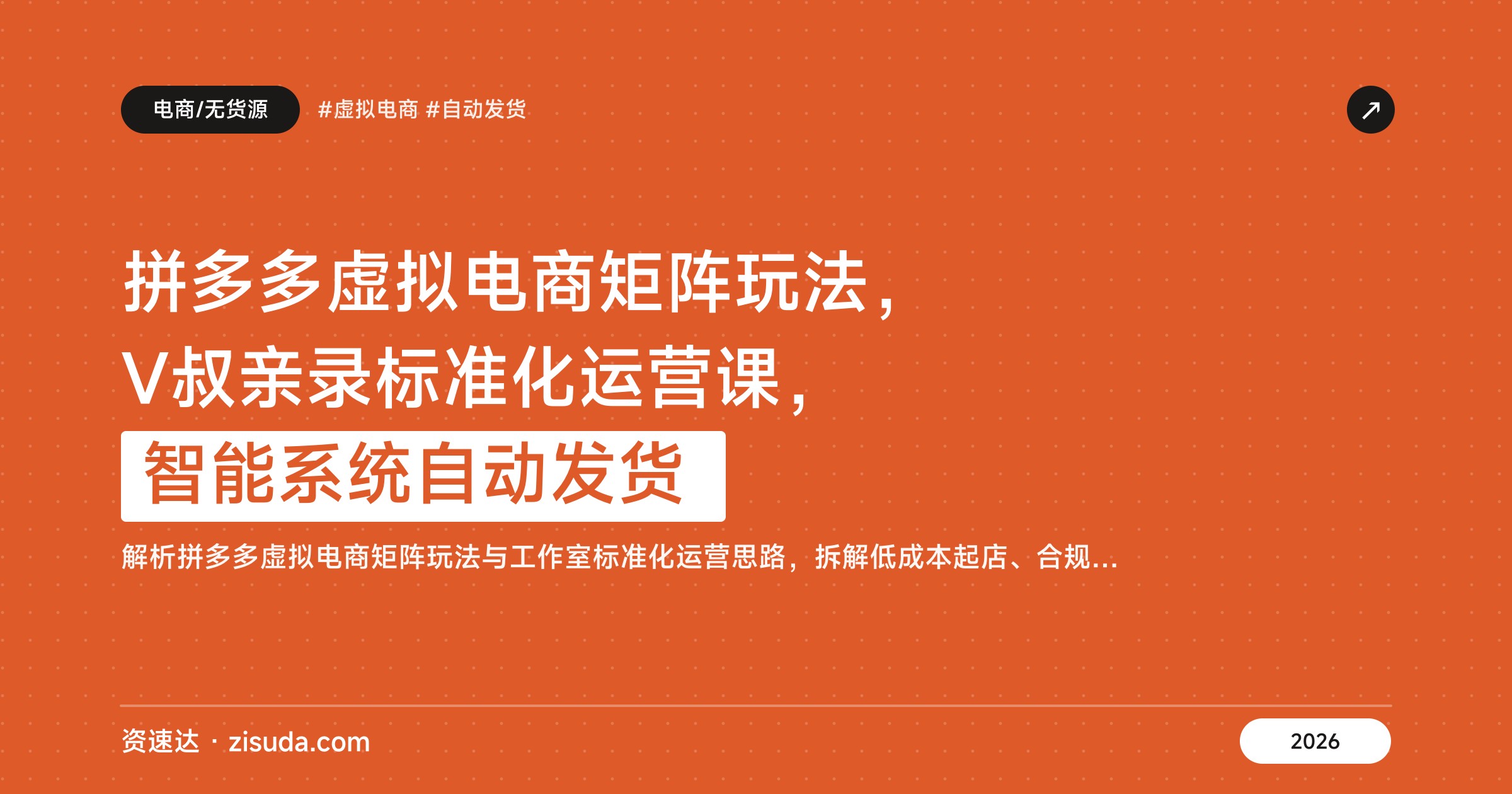 拼多多虚拟电商矩阵玩法，V叔亲录标准化运营课，智能系统自动发货 - 缩略图