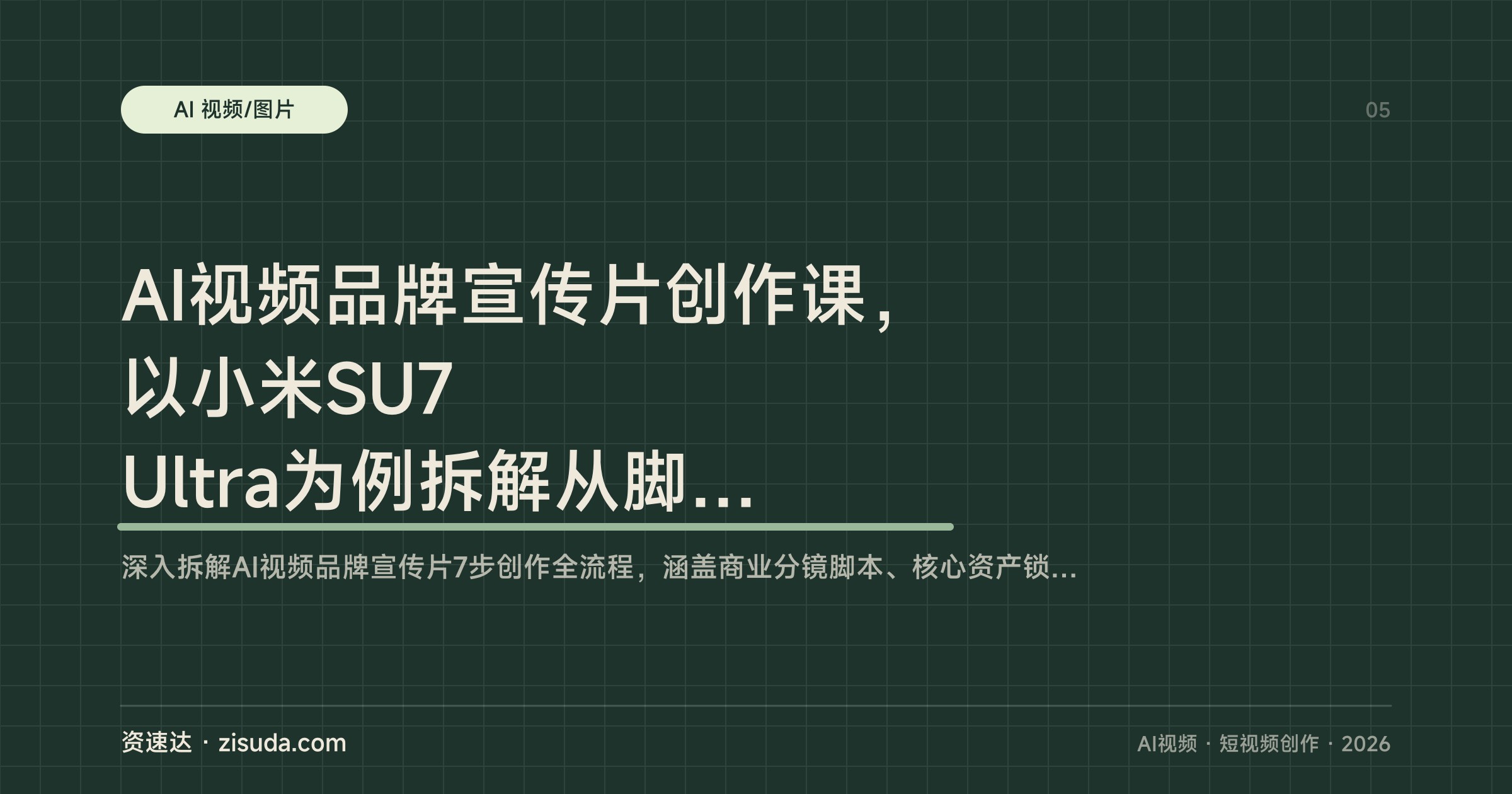 AI视频品牌宣传片创作课，以小米SU7 Ultra为例拆解从脚本到成片的7步工作流 - 缩略图