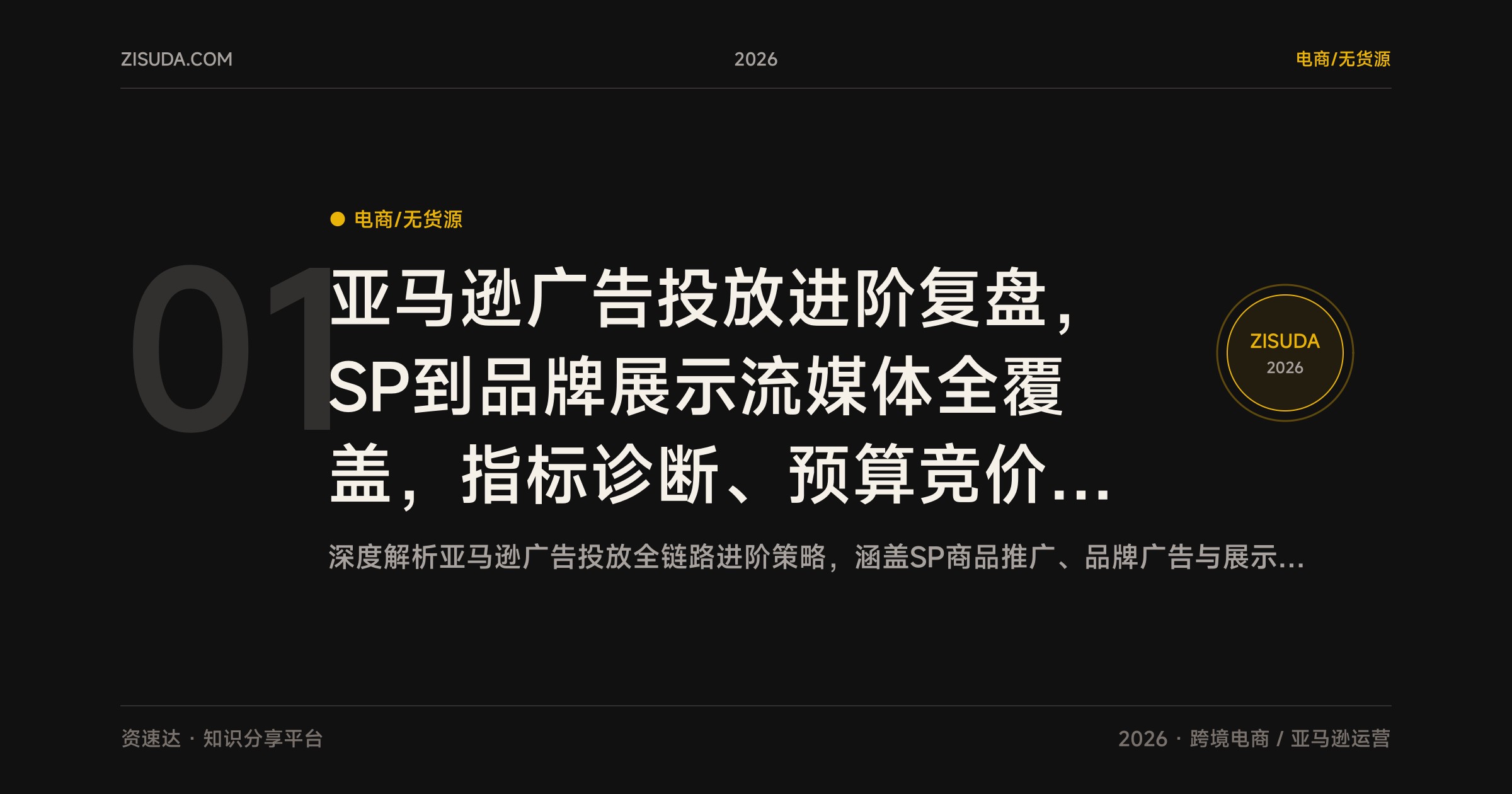 亚马逊广告投放进阶复盘，SP到品牌展示流媒体全覆盖，指标诊断、预算竞价与放量策略 - 缩略图