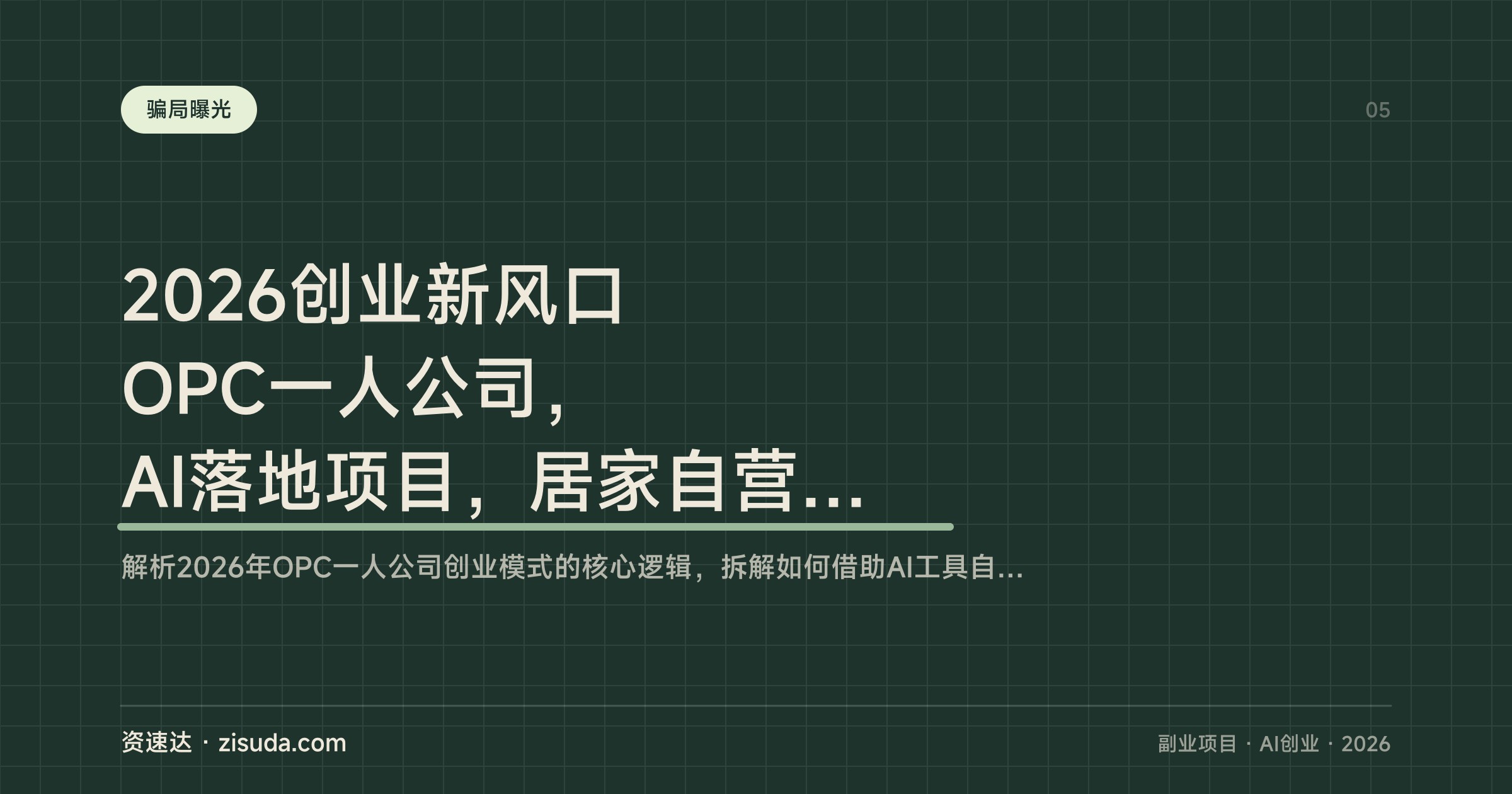 2026创业新风口 OPC一人公司，AI落地项目，居家自营也能工作室放大 - 缩略图
