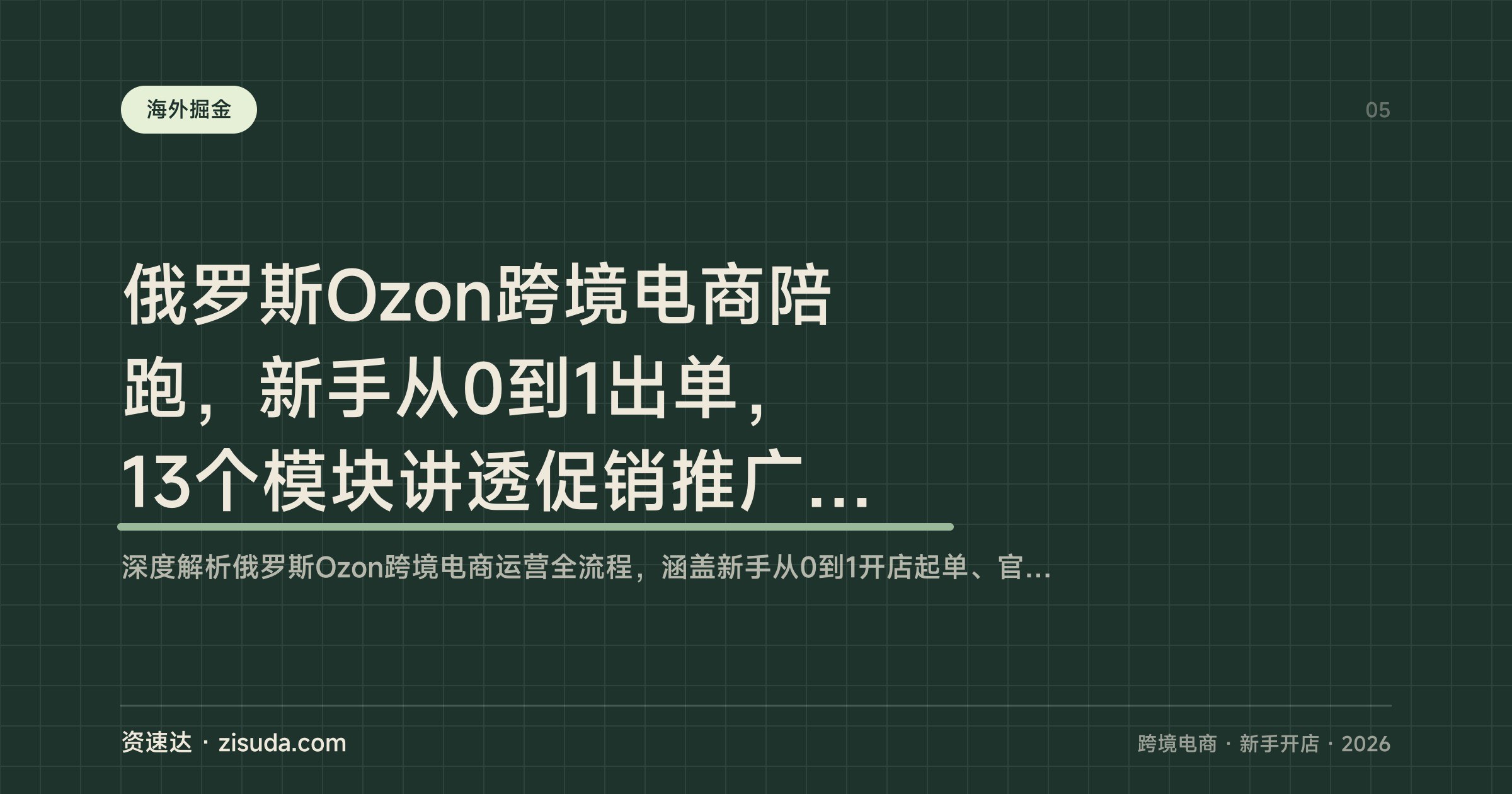 俄罗斯Ozon跨境电商陪跑,新手从0到1出单,13个模块讲透促销推广与买家评价,学员单店月均利润1.5万+ - 缩略图