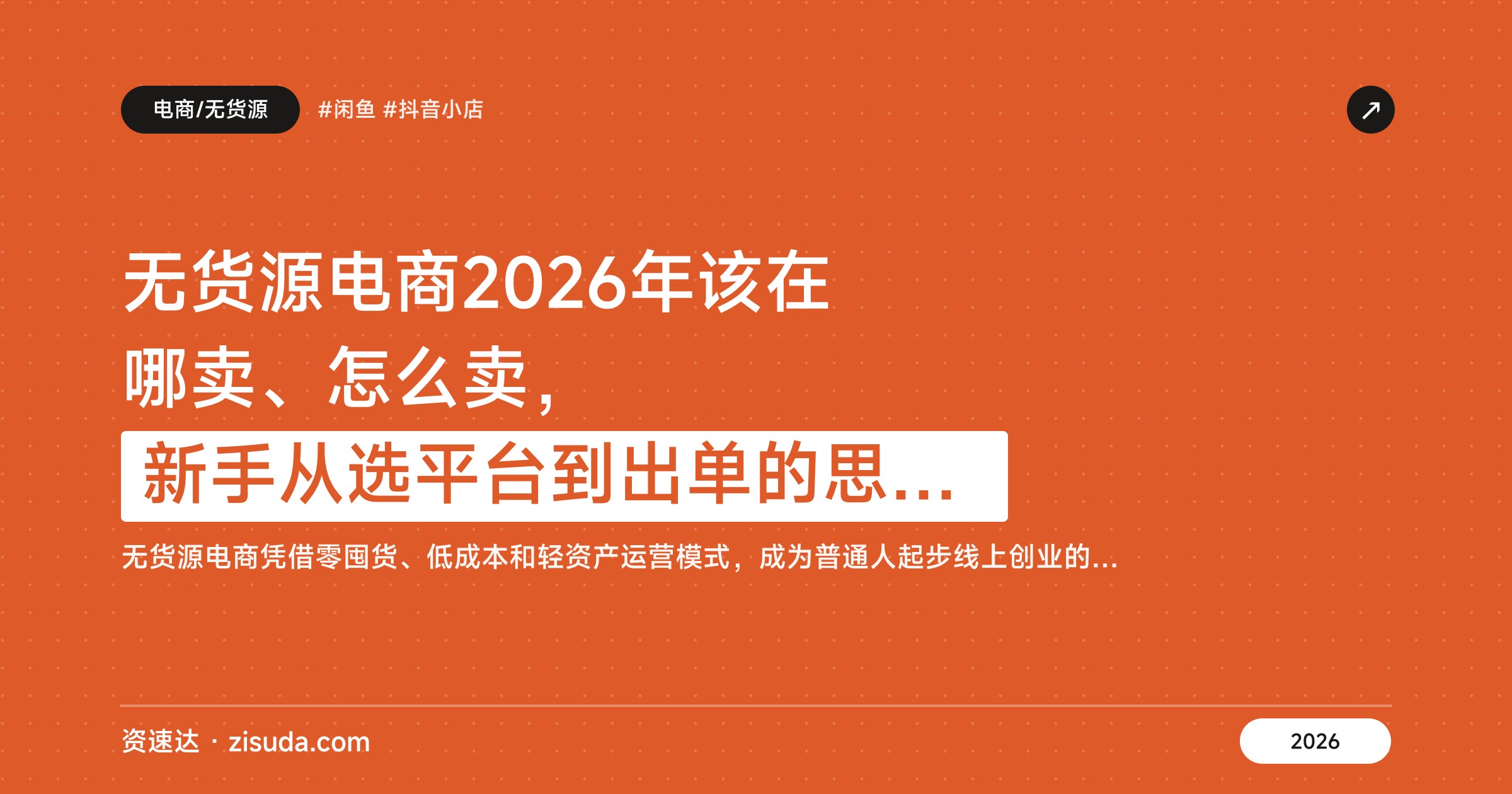 无货源电商2026年该在哪卖、怎么卖，新手从选平台到出单的思路拆解 - 缩略图