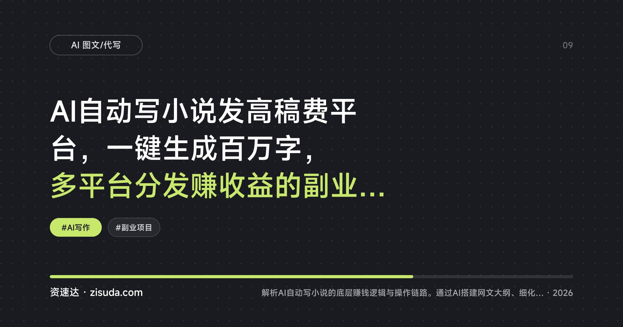AI自动写小说发高稿费平台，一键生成百万字，多平台分发赚收益的副业玩法 - 缩略图