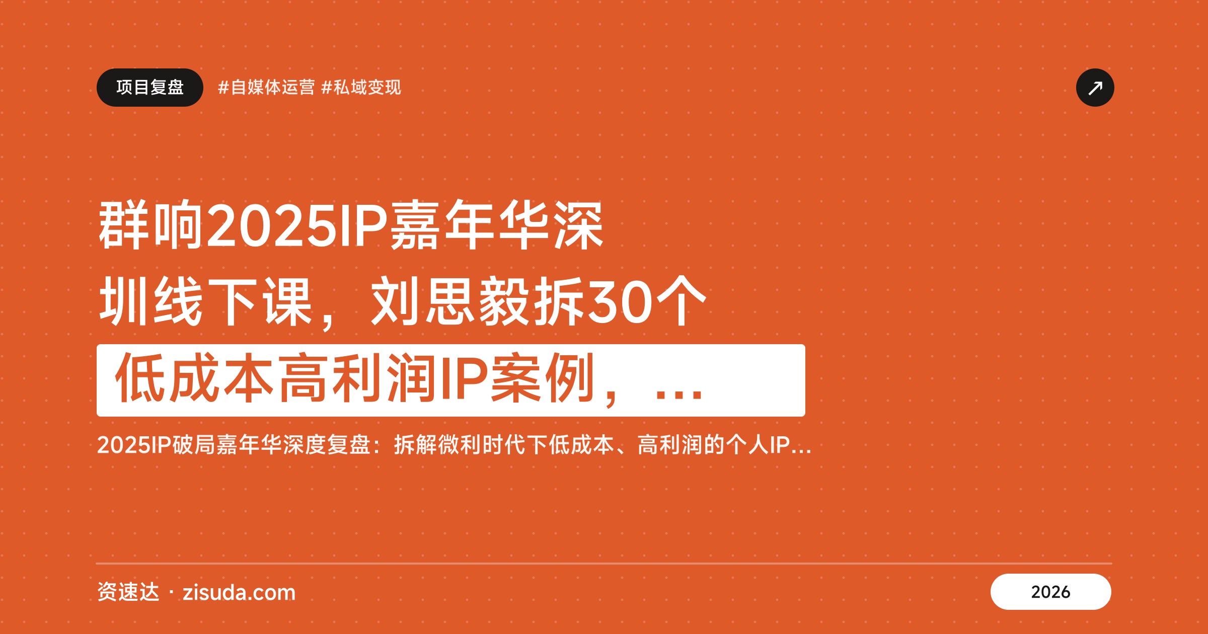 群响2025IP嘉年华深圳线下课，刘思毅拆30个低成本高利润IP案例，AI自媒体与私域矩阵实操分享 - 缩略图