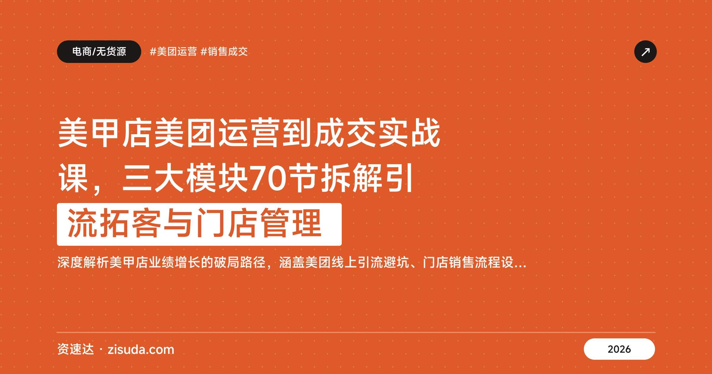 美甲店美团运营到成交实战课，三大模块70节拆解引流拓客与门店管理 - 缩略图
