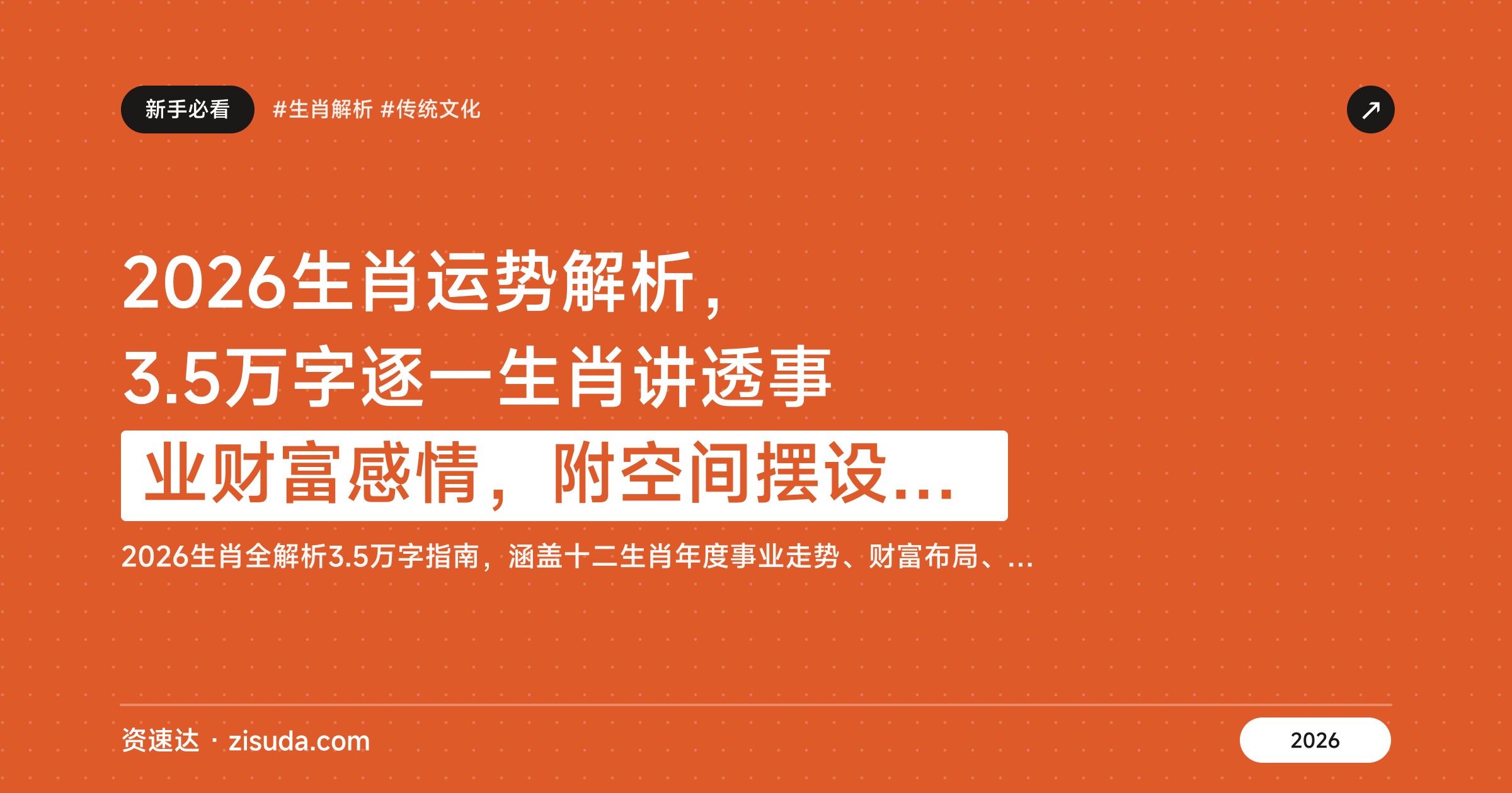 2026生肖运势解析，3.5万字逐一生肖讲透事业财富感情，附空间摆设和配饰建议 - 缩略图