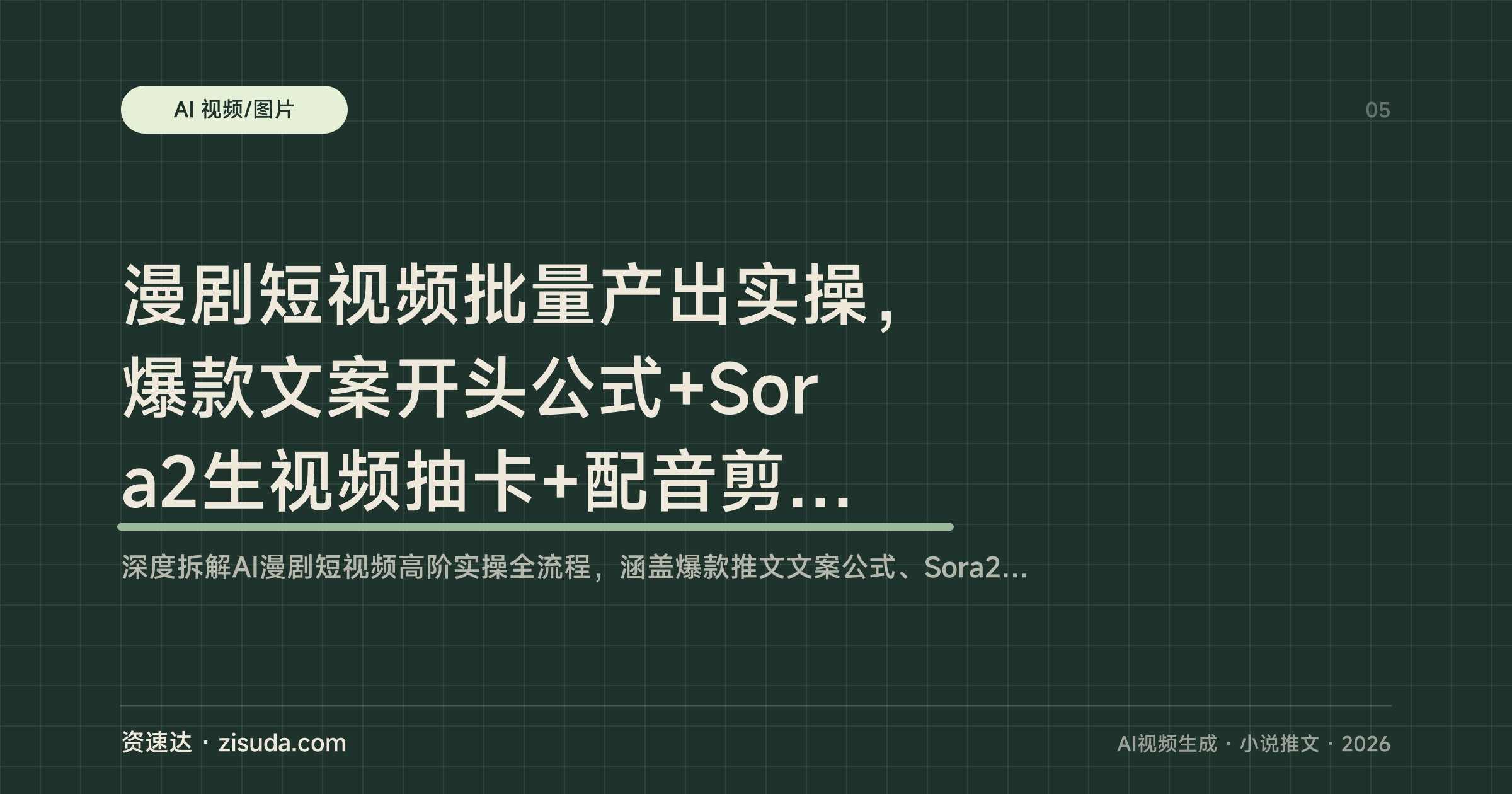 漫剧短视频批量产出实操，爆款文案开头公式+Sora2生视频抽卡+配音剪辑成片，附账号运营答疑 - 缩略图