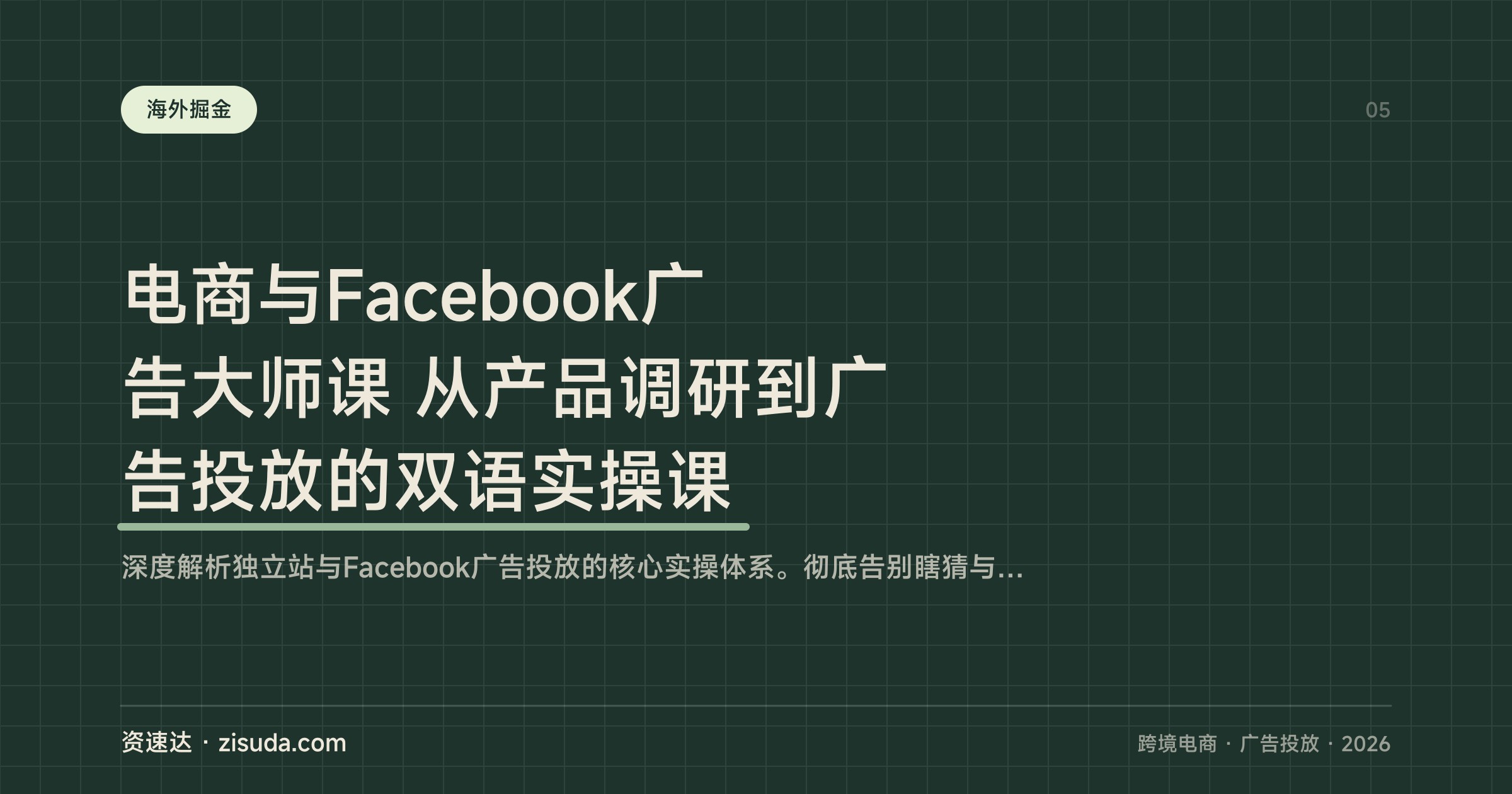电商与Facebook广告大师课 从产品调研到广告投放的双语实操课 - 缩略图