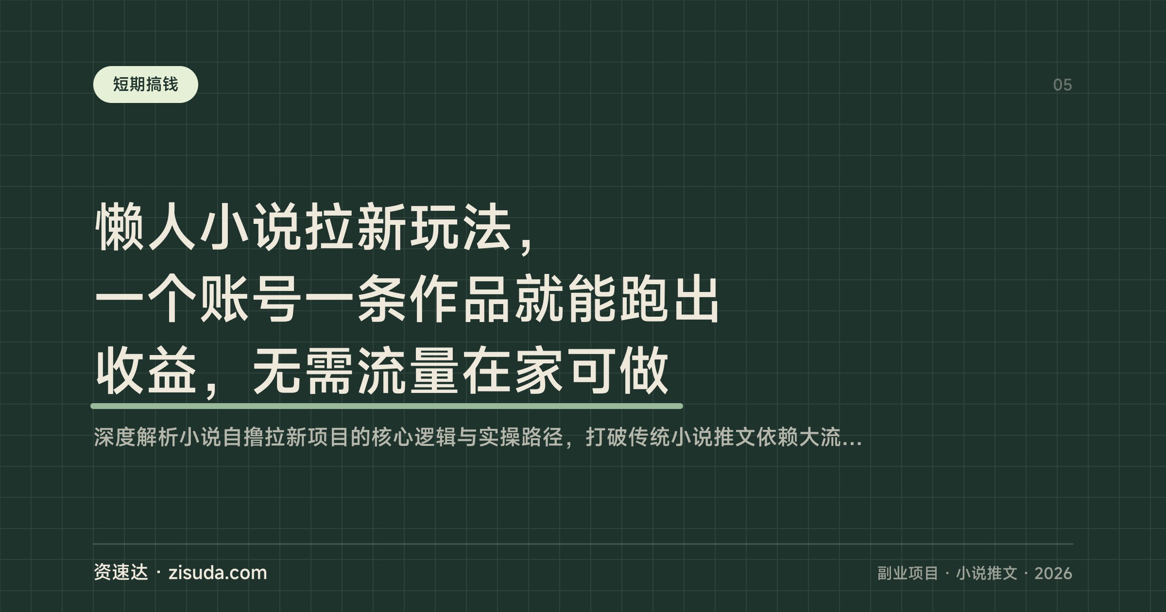 懒人小说拉新玩法，一个账号一条作品就能跑出收益，无需流量在家可做 - 缩略图