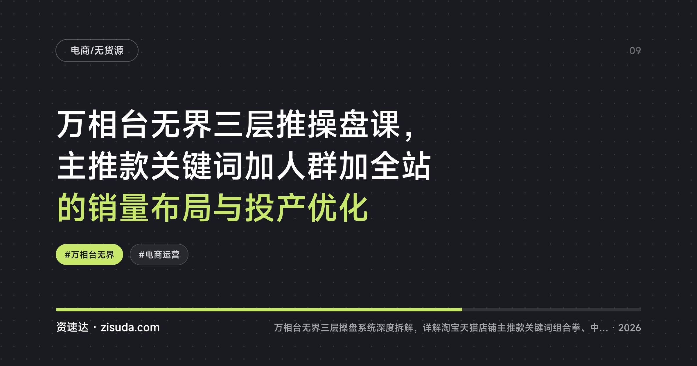万相台无界三层推操盘课，主推款关键词加人群加全站的销量布局与投产优化 - 缩略图
