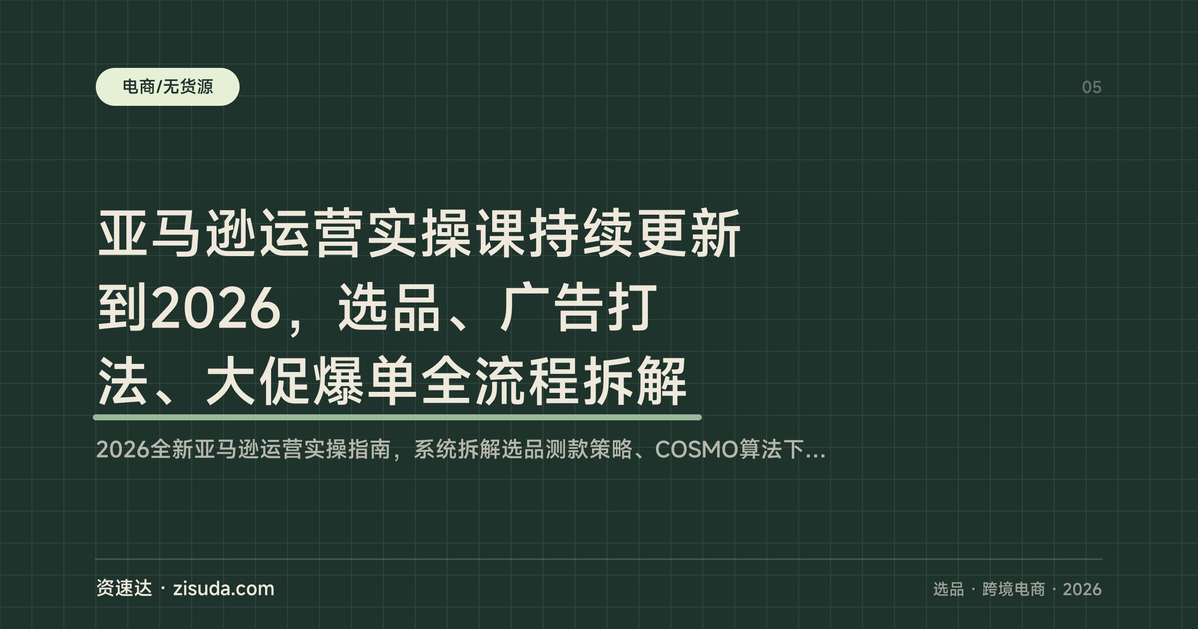 亚马逊运营实操课持续更新到2026，选品、广告打法、大促爆单全流程拆解 - 缩略图